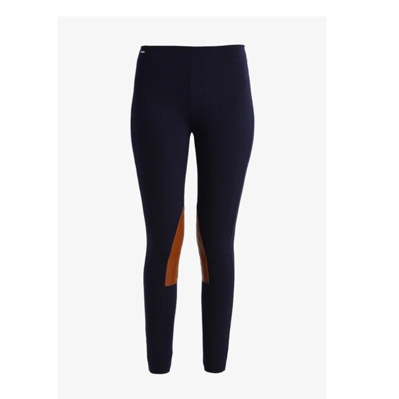 NEW, Polo Ralph Lauren Navy Riding Leggings Leather Patches - Picture 3 of 7